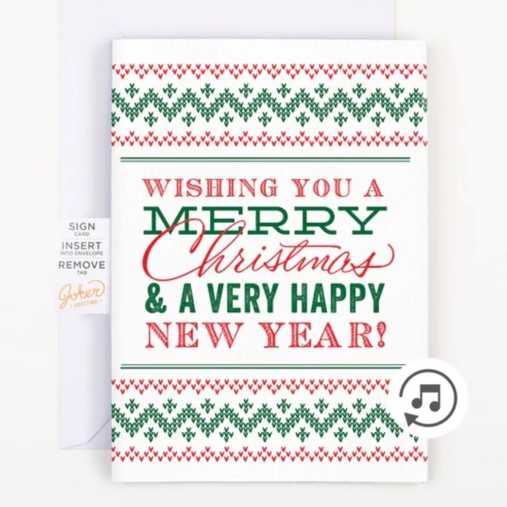 Joker Greeting Christmas Card - Endless Jingle Bells with Glitter - Set of 2